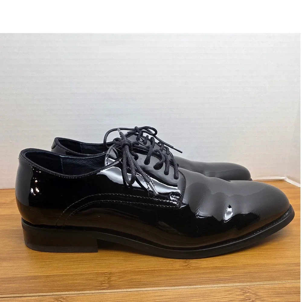 Jos. A. Bank Mens Black Patent Leather Tuxedo Derby Shoes Sz 10 2E 4HMJ 10201